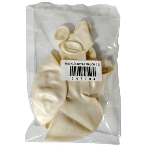 Metalik Beyaz Balon 5 li - 2 paket