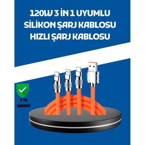 120w Şarj Destekli 3’ü 1 Arada Çoklu Şarj Kablosu – 1.2 Metre