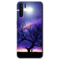 Oppo A91 Kılıf HD Desen Baskılı Arka Kapak - Uzay Silüet + Kırılmaz Cam