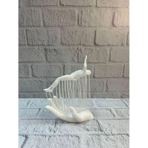 Dekoratif El Üzerinde İnsan Figürü Beyaz Minimal Sanatsal Biblo