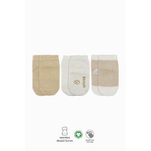 Bistyle Bistyle Puanlı Kaymaz Penye Soket Çorap 3'Lü BS10108 Bej