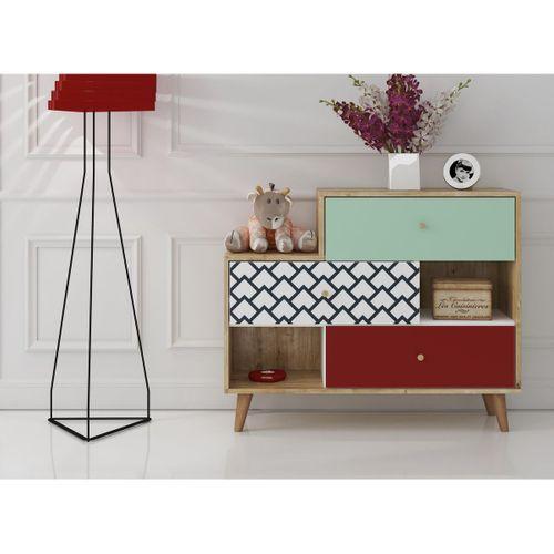 Colorado 3 Çekmeceli 3 Bölmeli Renkli Şifonyer - Minifiks