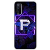 Vivo Y20 Kılıf HD Desen Baskılı Arka Kapak - Dark Neon Yaprak P Harfi + Kırılmaz Cam