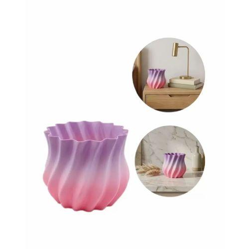 3d Kıvrımlı Pembe Lila Vazo Modern Dekoratif Şık Ev Aksesuarı