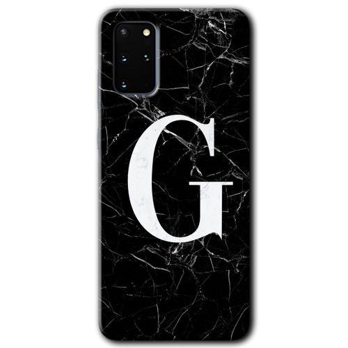 Samsung Galaxy S20 Plus HD Baskılı Kılıf + 9D Tam Ekran Koruyucu - Siyah Mermer  G Harfi
