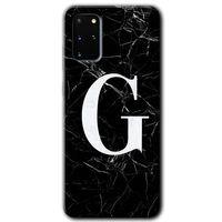 Samsung Galaxy S20 Plus HD Baskılı Kılıf + 9D Tam Ekran Koruyucu - Siyah Mermer  G Harfi