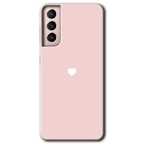 MRCİLETİSİM Samsung Galaxy S21 Plus Kılıf HD Desen Baskılı Arka Kapak + Temperli Cam - Sade Kalp