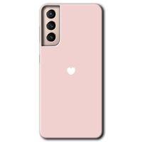 MRCİLETİSİM Samsung Galaxy S21 Plus Kılıf HD Desen Baskılı Arka Kapak + Temperli Cam - Sade Kalp