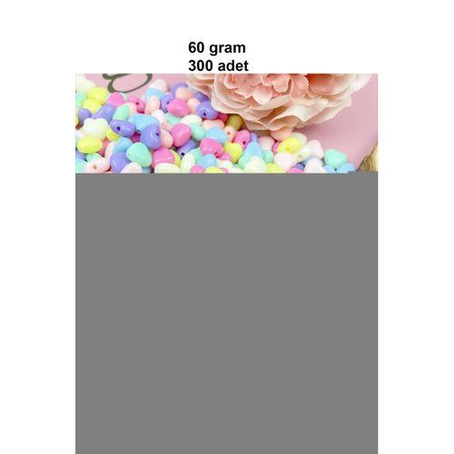60 gr (300 adet) Şeker Rengi Akrilik Kalp Boncuklar Renkli Karışık Plastik Pastel Boncuklar Ara Boncuk Kalp Şekilli Kolye Bilezik için