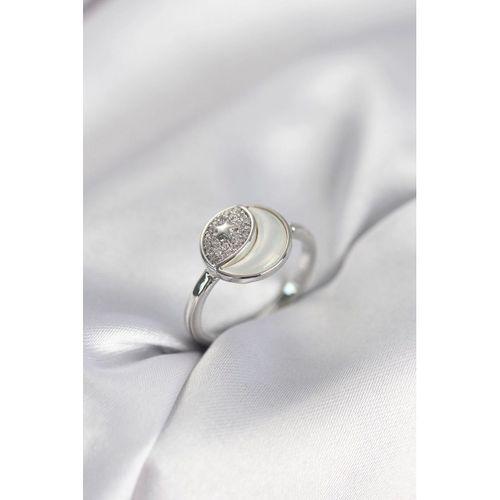 Ay Yıldız Model Gümüş Renk Zirkon Taşlı Kadın Yüzük