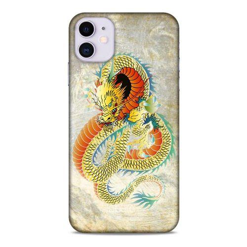 Apple Iphone 11 Kılıf Dragons (21) Koruyucu Kapak Ejderha Dövme Sarı