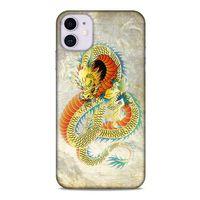 Apple Iphone 11 Kılıf Dragons (21) Koruyucu Kapak Ejderha Dövme Sarı