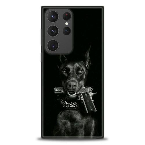 Samsung Galaxy S23 Ultra Kılıf HD Baskılı Kılıf - Tabanca ve Köpek + Tam Ekran Koruyucu