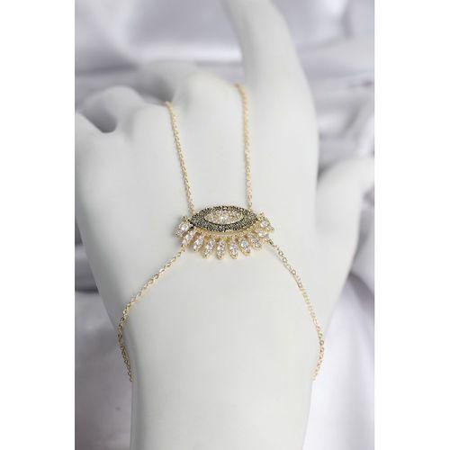 Pirinç Gold Renk Zirkon Taşlı Göz Model Kadın Şahmeran