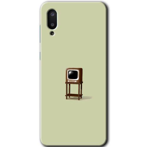MRCİLETİSİM Samsung Galaxy A02 Kılıf Baskılı Kapak - Retro-TV +Tam Kaplayan Mat Seramik