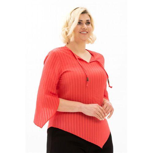 Truvakar Kol Büyük Beden Gofre Rodos Yazlık Bluz Mercan Mrcn