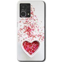 Oppo Reno 7 4G Kılıf HD Desen Baskılı Arka Kapak+Temperli Cam - Kalpli Şekerleme