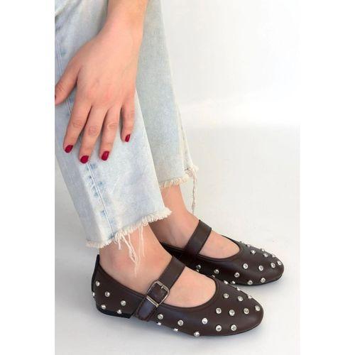 Ritta Kahverengi Cilt Kemerli Babet Ayakkabı