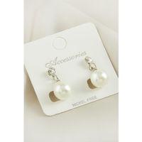 Yuvarlak İnci Taşlı Küpe