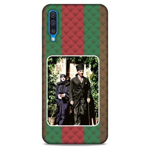 Samsung Galaxy A30s Kılıf Atatürk (22) Tam Koruma Kılıfı Yeşil Kırmızı