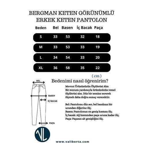 Bergman Keten Görünümlü Pamuklu Flamlı Rahat Kalıp Pileli Erkek Pantolon - Füme