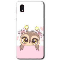 MRCİLETİSİM Samsung Galaxy A01 Core Kılıf Baskılı Kapak - Sevimli Baykuş + 5D Tam Kaplayan Cam