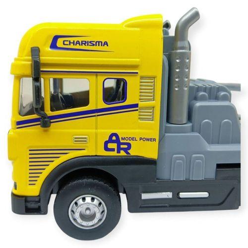 Metal Tır 1:24 - Sesli Işıklı Taşıyıcı Dorseli Tır 30 cm - Sarı
