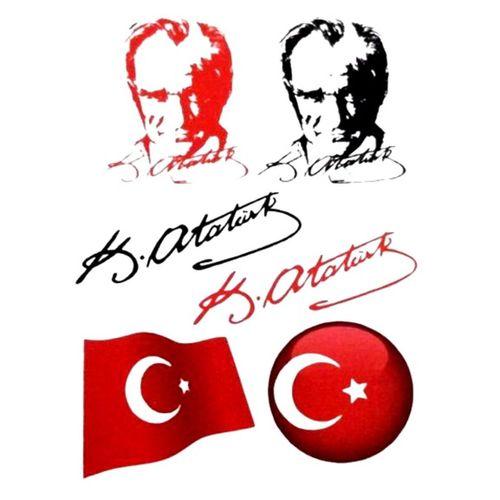 Sert Zemin Etiketi Sticker Atatürk Ve Bayrak 80X120Mm Sz-010 - 2 adet