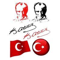Sert Zemin Etiketi Sticker Atatürk Ve Bayrak 80X120Mm Sz-010 - 2 adet