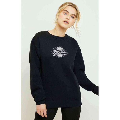 Bass Therapy Logo Baskılı Siyah Kadın Sweatshirt