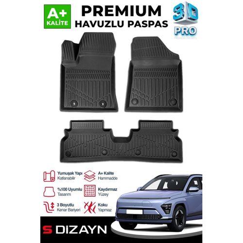 S-Dizayn Hyundai Kona Elektrikli 3D Pro Havuzlu Paspas 2024 Üzeri A+ Kalite