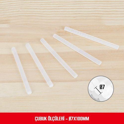 WORKPRO WP432001 7x100mm Sıcak Silikon Tabancası İçin 100 Adet Şeffaf Yedek Silikon/Mum