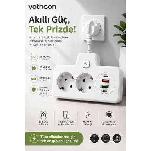 Bkl-502 Akım Korumalı 2li Priz 2 Usb Ve 2 Type-c Çıkış 4000w Hızlı Şarj Duvar Tipi Dokunmatik Led Aydınlatmalı