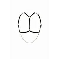 Siyah Göğüs Harness Zincir Detaylı Suni Deri Ayarlanabilir - Brf1185