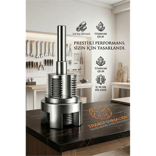 Profesyonel Titanyum PPRC PVC Boru Diş Açma Aparatı – 3/4" (25mm) Boru Raybası | Mükemmel Kalibrasyon Anahtarı 723009