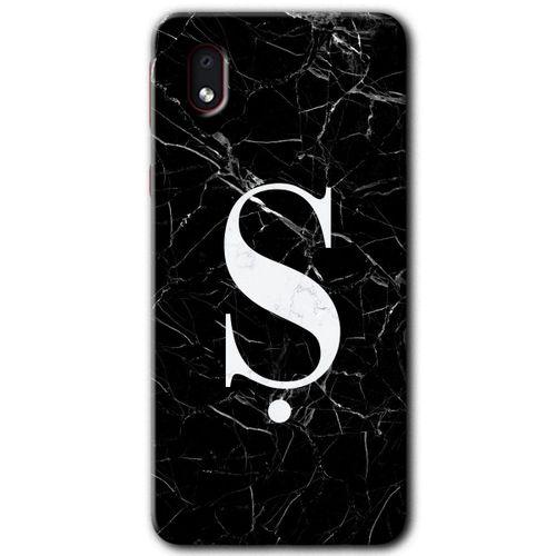 Potkal Hediye Fabrikası Samsung Galaxy A01 Core Kılıf HD Desen Baskılı Arka Kapak - Siyah Mermer Desenli Ş Harfi
