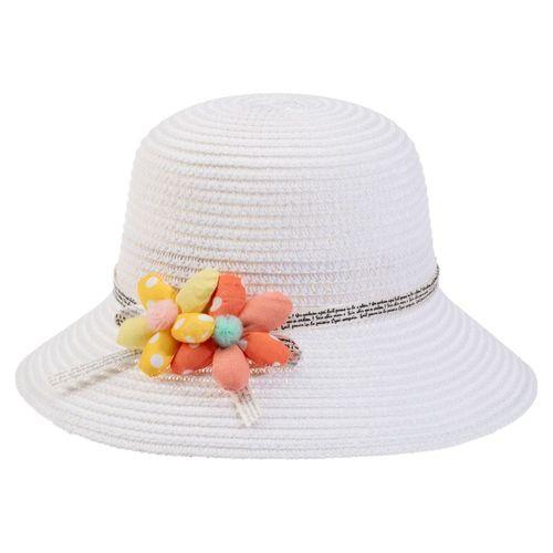 Çocuk Bebe Hasır Şapka (2-6 Yaş) Y24700-03 Beyaz