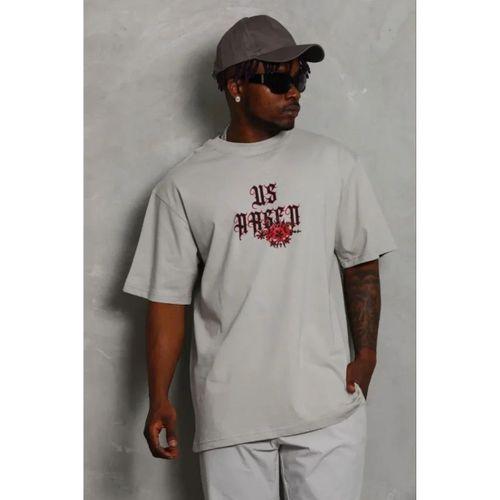 Erkek Baskılı T-Shirt Kısa Kol Bisiklet Yaka Regular Fit Rahat Kalıp Günlük Tişört - Gri