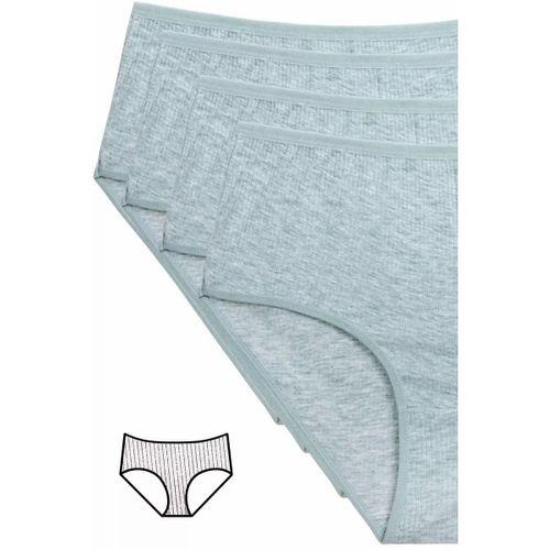 4'lü Yeni Seri Renkli Yüksek Bel Fitilli Ribana Bato Külot Yeşil