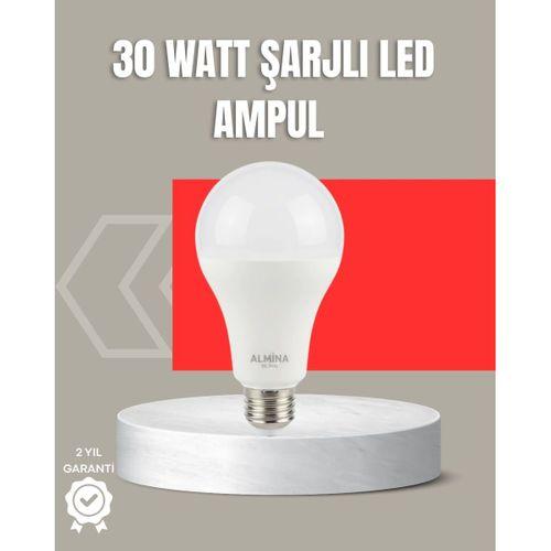 30w Şarjlı Led Ampul E27 Duy %80 Enerji Tasarruflu Soğuk Beyaz