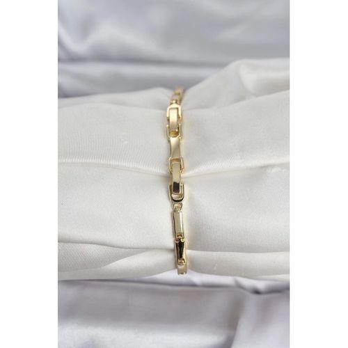 Pirinç Gold Renk Yonca Model Zirkon Taşlı Kadın Bileklik