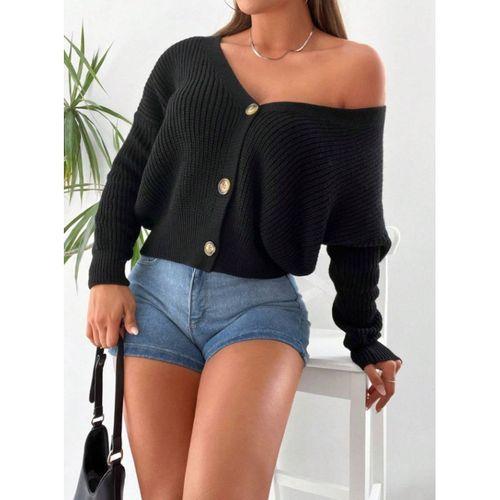Düğme Detay Triko Bluz