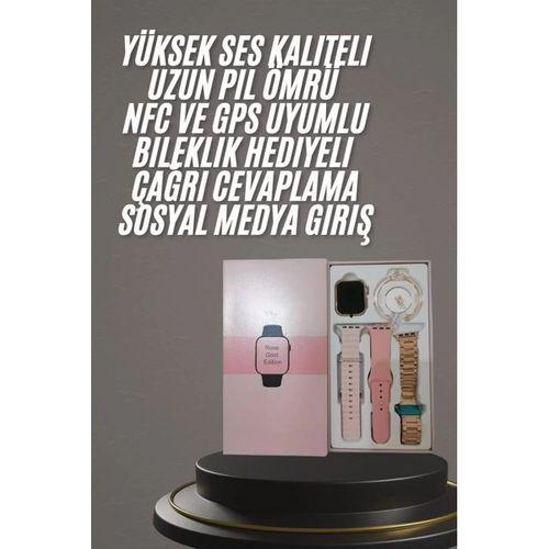 Yeni Nesil Kadın Akıllı Saat Rose Gold Android Ve İos Uyumlu
