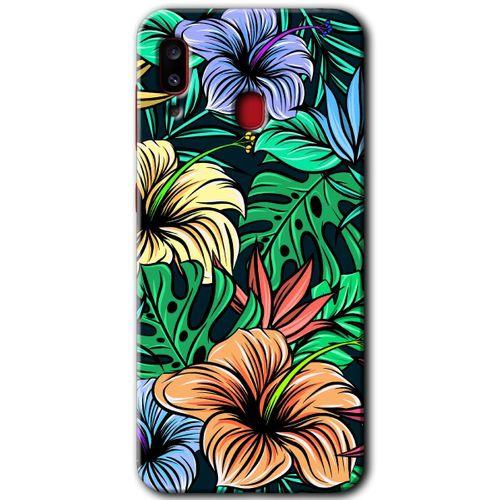 Samsung Galaxy A20 Kılıf Baskılı Kapak - Hibiscus Flowers + 5D Tam Kaplayan Cam