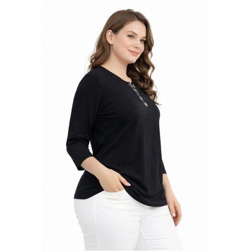 Kadın Taş Düğmeli Küçük V Yakalı Bluz BGL-ST05289