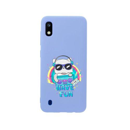 Samsung A10 Have Fun Premium Silikonlu Lila Telefon Kılıfı