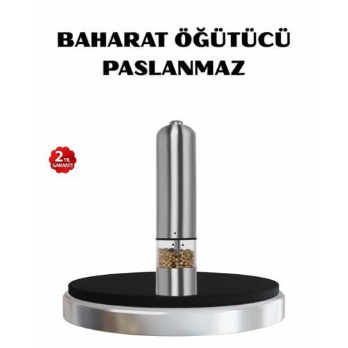 Modern Otomatik Baharat Öğütücü Seti – Pilli, Paslanmaz Çelik, Led Aydınlatmalı