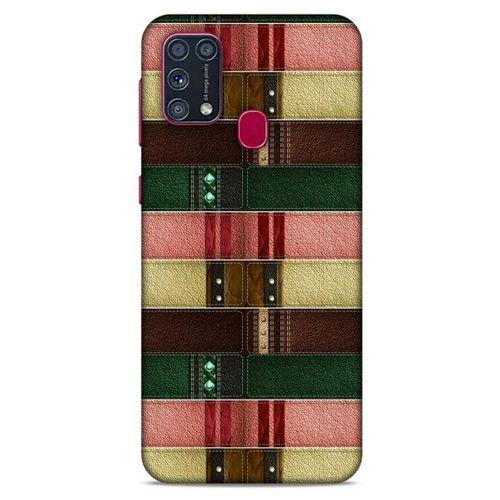 Samsung Galaxy M31 Kılıf Patchwork (41) Tank Kılıf Koyu Yeşil Pembe