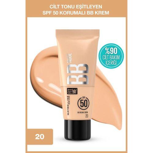Maybelline New York Fit Me Nude Cilt Bakımı Etkili Nemlendirici SPF50 BB Krem - 20