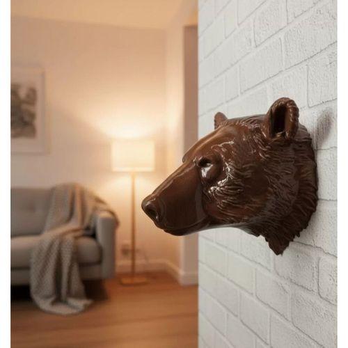 Ev Ve Ofis İçin Dekoratif Ayı Başı Heykel Hediyelik Duvar Aksesuarı